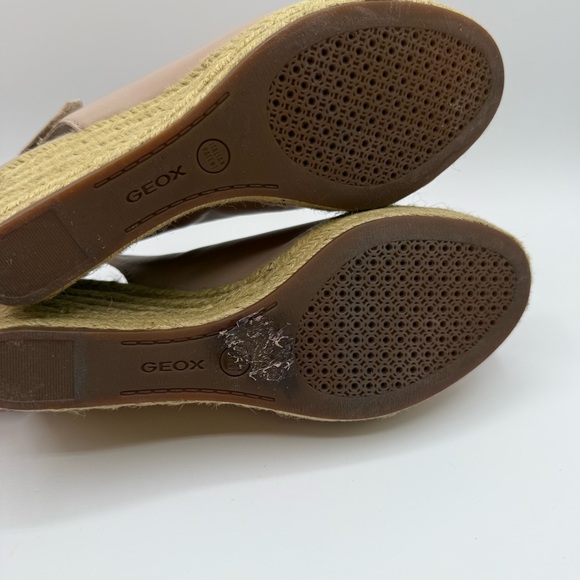 Geox Respira D Soleil Blush Pink Wedge Platform Espadrilles Peep Toes Size 38 - Picture 10 of 16